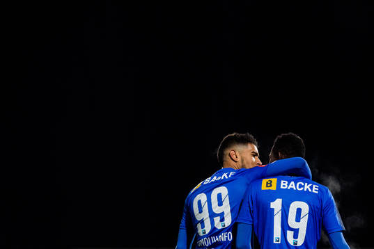 Ohi Omoijuanfo and Aboubakar Keita of Stabæk celebrate