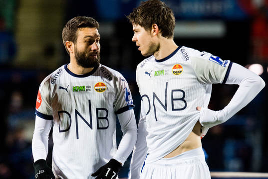 Mounir Hamoud and Lars Vilsvik of Strømsgodset