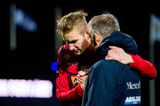 Goalkeeper Eirik Johansen of Sandefjord and Ole Gunnar