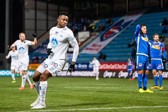 Leke Samson James of Molde celebrates