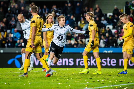 Yann-Erik Randa Bahezre de Lanlay of Rosenborg celebrates