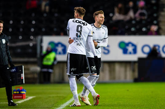 Nicklas Bendtner of Rosenborg and Alexander Toft Søderlund