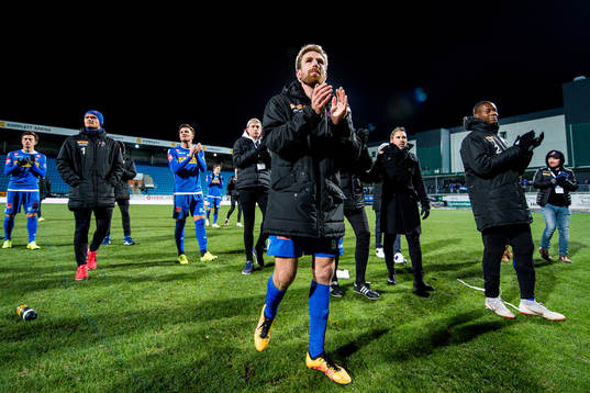 Håvard Storbæk of Sandefjord looks dejected being