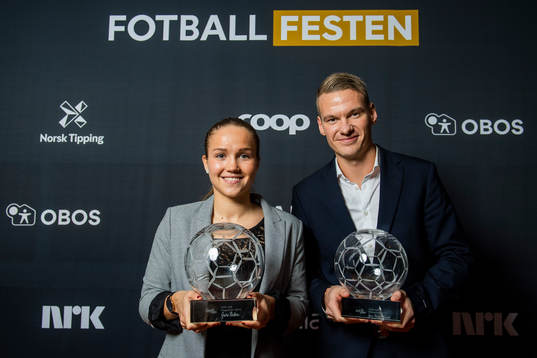 Guro Reiten of LSK Kvinner and Jon Helge Tveita of
