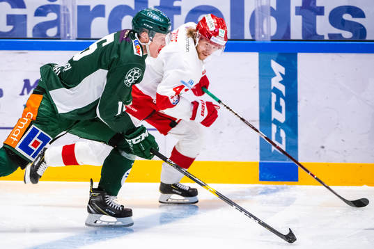Färjestads Gustav Rydahl och Timrås Oskar Drugge