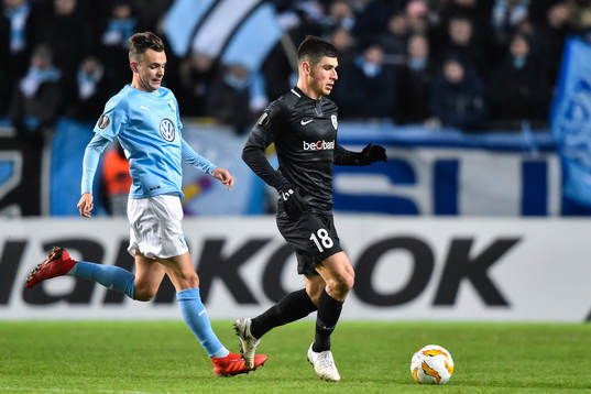 Andreas Vindheim of Malmö FF and Ruslan Malinovskyi of Genk