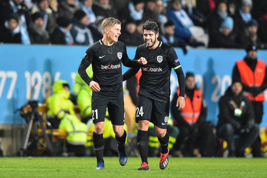 Jere Uronen and Alejandro Pozuelo of Genk celebrates