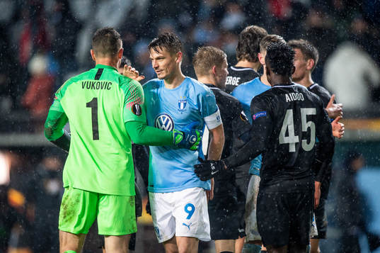 Goalkeeper Danny Vukovic and Joseph Aidoo of Genk and