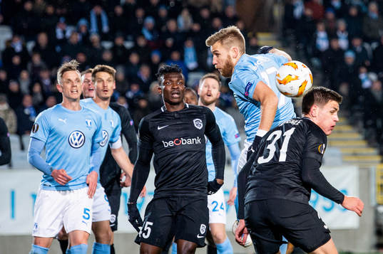 Sören Rieks and Rasmus Bengtsson of Malmö FF and Joseph