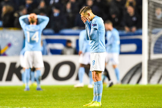 Arnór Ingvi Traustason of Malmö FF looks dejected