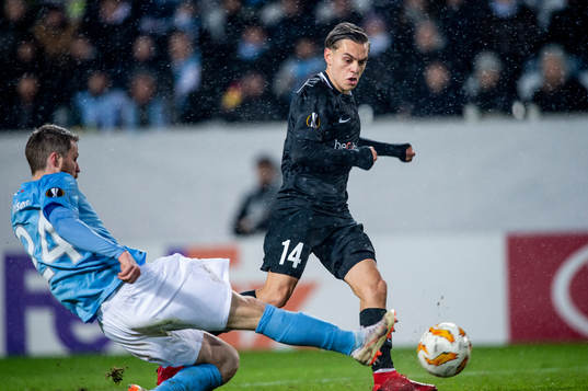 Lasse Nielsen of Malmö FF and Leandro Trossard of Genk