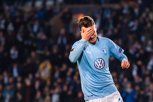 Andreas Vindheim of Malmö FF looks dejected