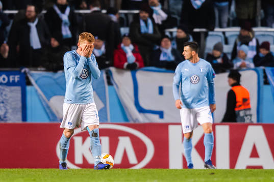 Anders Christiansen of Malmö FF looks dejected