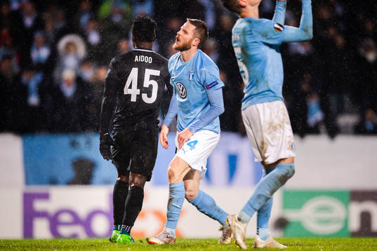 Lasse Nielsen of Malmö FF looks dejected