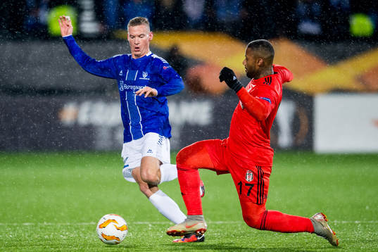 Jon-Helge Tveita of Sarpsborg 08 and Jeremain Marciano Lens