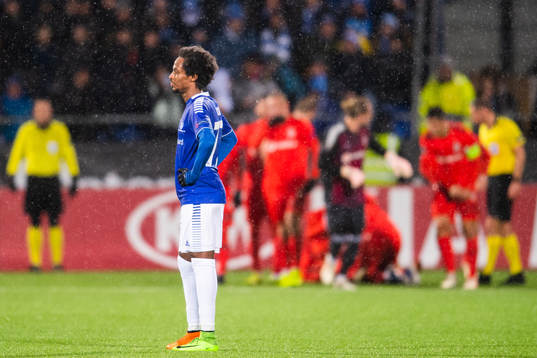 Amin Askar of Sarpsborg 08 looks dejected