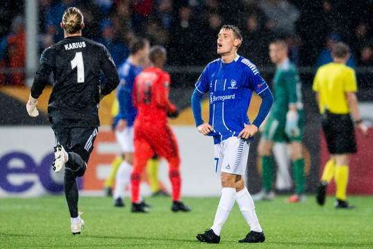 Kristoffer Zachariassen of Sarpsborg 08 looks dejected