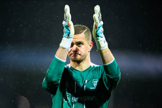 Goalkeeper Aleksandr Vasyutin of Sarpsborg 08  looks