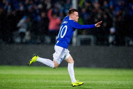 Tobias Heintz of Sarpsborg 08 celebrates