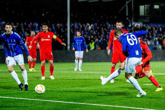 Patrick Mortensen of Sarpsborg 08 scores the disallowed 3-2