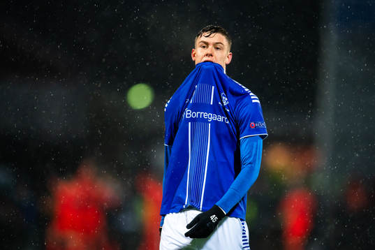 Jørgen Strand Larsen of Sarpsborg 08 looks dejected