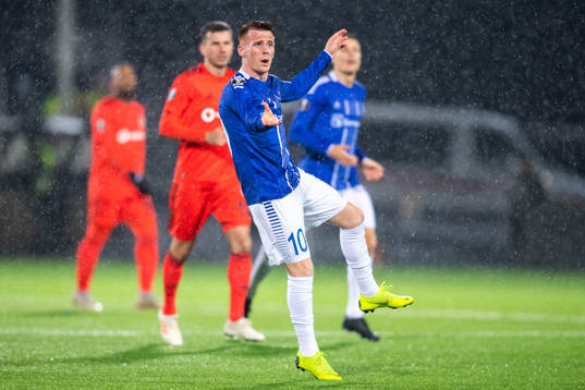 Tobias Heintz of Sarpsborg 08 scores the 2-0 goal