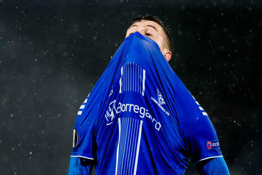 Jørgen Strand Larsen of Sarpsborg 08 looks dejected