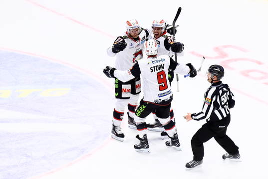 Malmö Redhawks Henrik Hetta jublar med bland andra