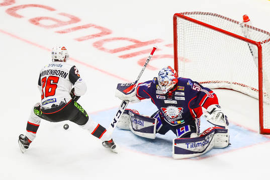 Malmö Redhawks Axel Wemmenborn  och Linköpings målvakt