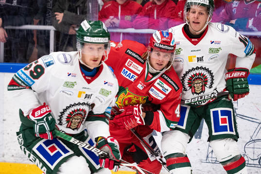 Frölundas Simon Hjalmarsson och Moras Viktor Amnér och