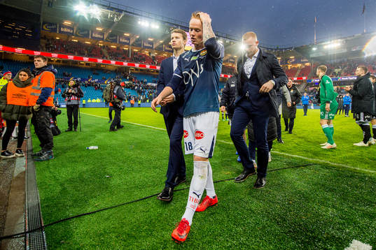 Martin Rønning Ovenstad of Strømsgodset looks dejected