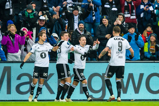 Mike Lindemann Jensen of Rosenborg celebrates the 1-1 goal