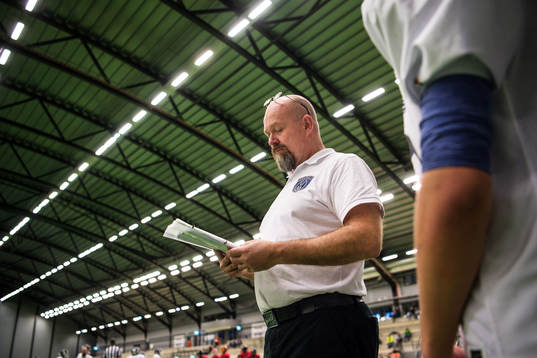 Göteborg Marvels tränare Stefan Hagström coachar