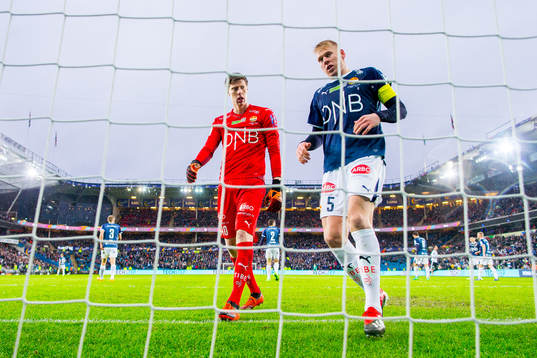Goalkeeper Morten Sætra and Jakob Glesnes of Strømsgodset