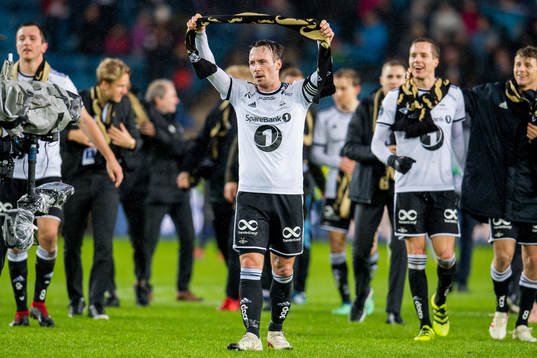 Mike Jensen of Rosenborg celebrates