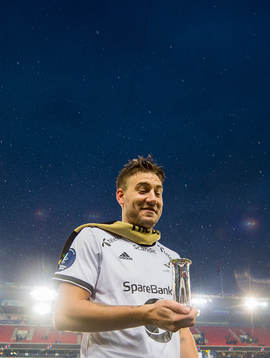 Nicklas Bendtner of Rosenborg celebrates