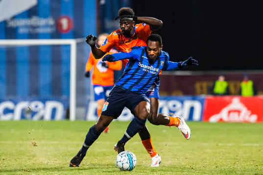 Pape Habib Gueye of Aalesund and Franck Boli of Stabæk
