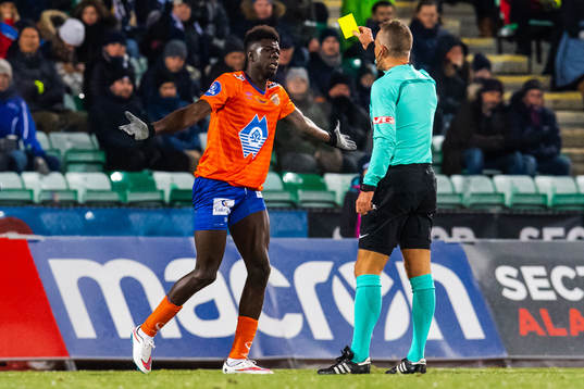 Pape Habib Gueye of Aalesund receives a warning