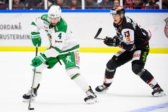 Rögles Kodie Curran och Malmö Redhawks Fredrik Händemark