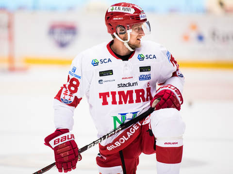 Timrås David Printz innan ishockeymatchen i SHL mellan