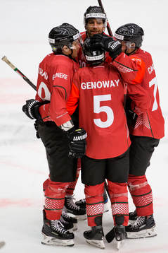 Chay Genoway celebrates scoring 3-1