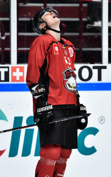 Fredrik Händemark of Malmö Redhawks looks dejected