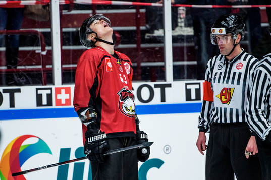 Fredrik Händemark of Malmö Redhawks looks dejected