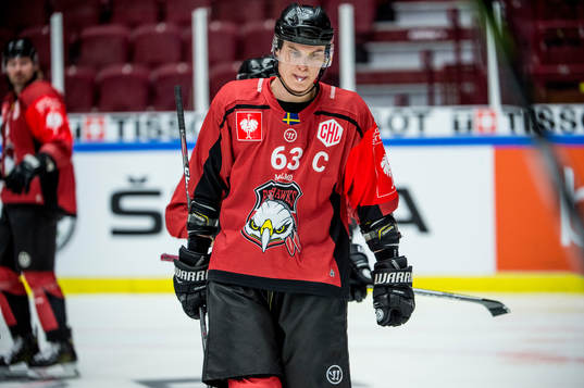 Fredrik Händemark of Malmö Redhawks looks dejected