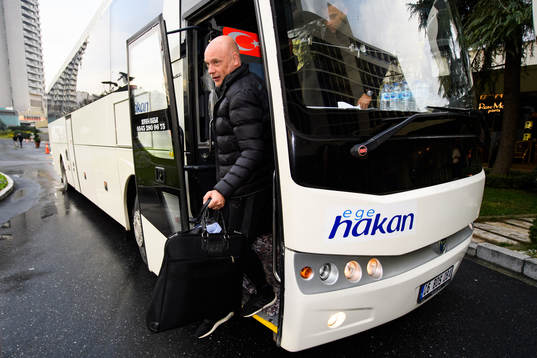 Head coach Uwe Rösler of Malmö FF arrives at the hotel