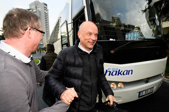 Head coach Uwe Rösler of Malmö FF arrives at the hotel