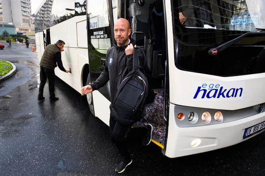 Assistant coach Olof Persson of Malmö FF arrives at the