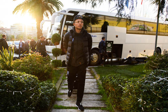 Romain Gall of Malmö FF arrives at the hotel