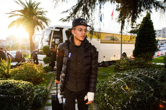 Romain Gall of Malmö FF arrives at the hotel