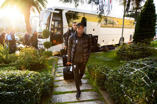 Fouad Bachirou of Malmö FF arrives at the hotel